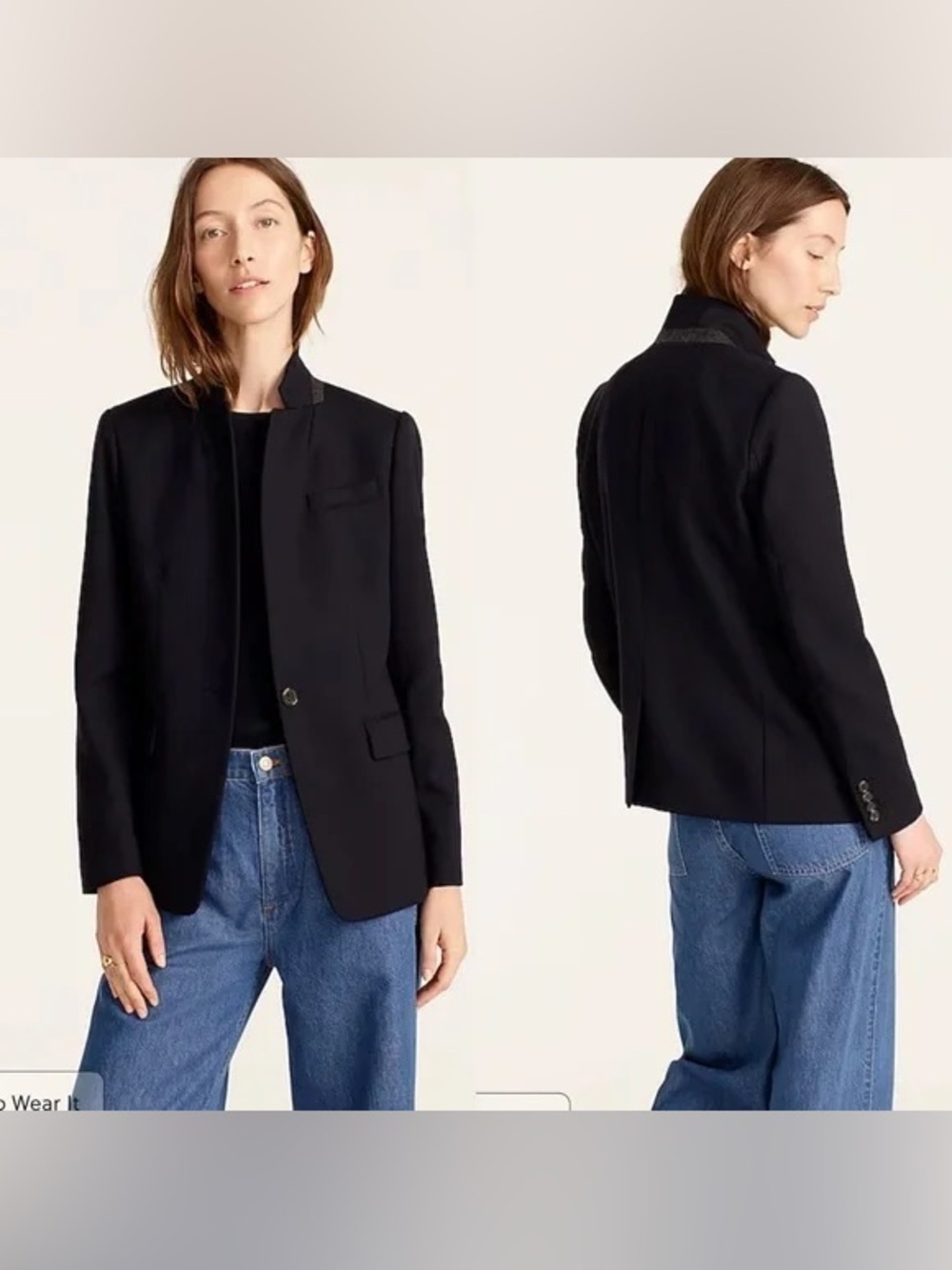 J.Crew Regent Stand Collar Blazer Black Women's Size 12